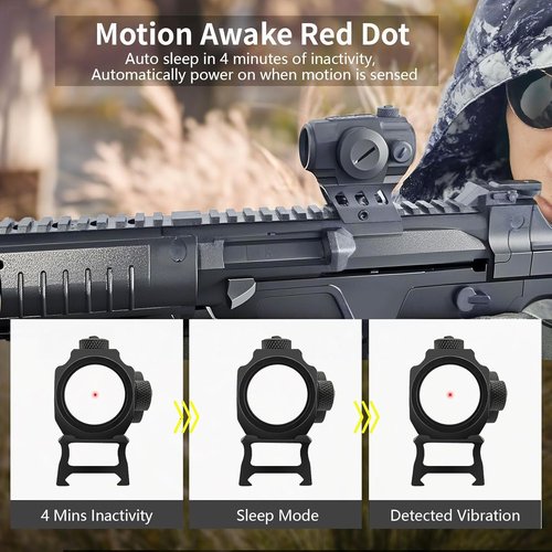 2MOA Red Dot Sight - Motion Awake Technology, 11 Brightness Levels, IPX7 Waterproof, 1000G Shockproof, 20mm Rail Mount