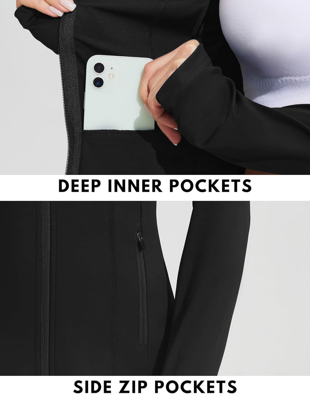 PINSPARK Women's Athletic Jacket - Slim Fit Full Zip Workout Top with Pockets for Gym & Yoga