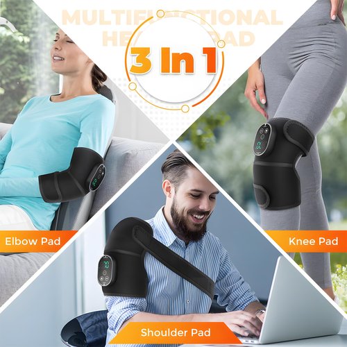 Atlodas Knee Heating Pad, Knee Massager with Heat and Vibration, Heating Pad for Knee, Massage Heated Knee Brace Wrap for Shoulder Elbow Knee, Keep Knee Warmer Stress Relief