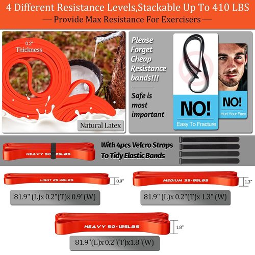 DASKING Compact 23 Inch (58cm) Resistance Bar Set with 3 Stackable Bands - 500LBS Heavy Duty Home Gym Kit, Portable Full Body Workout Equipment