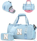 Skiennix Girl Gym Bag - Personalized Weekender Tote with Shoe Compartment & Makeup Pouch | Initial Travel Bag (Letter N)