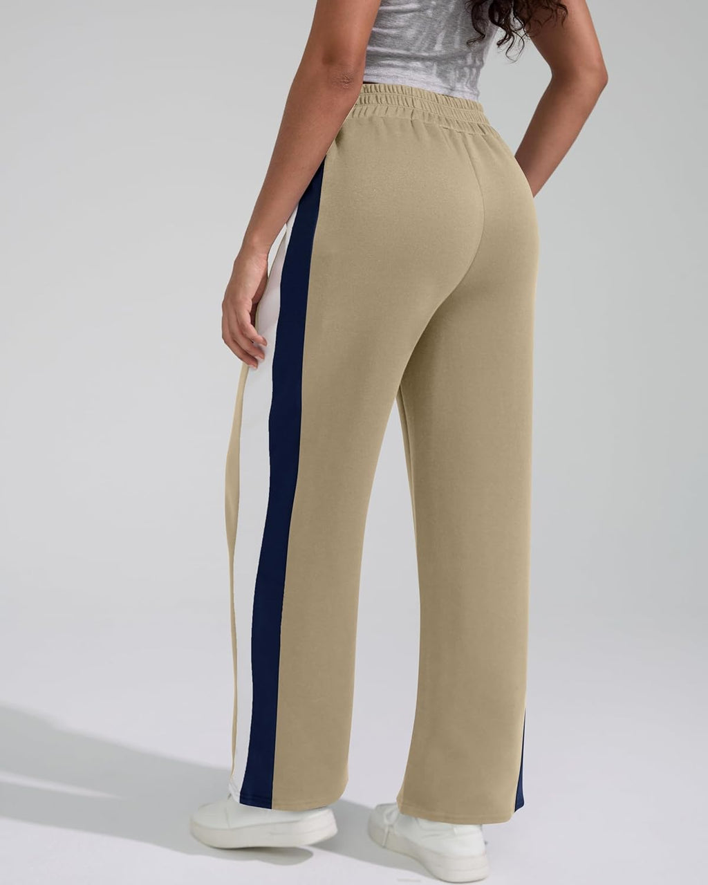 Skiennix Women's Wide Leg Sweatpants - High Waisted Baggy Fit with Pockets & Side Stripes