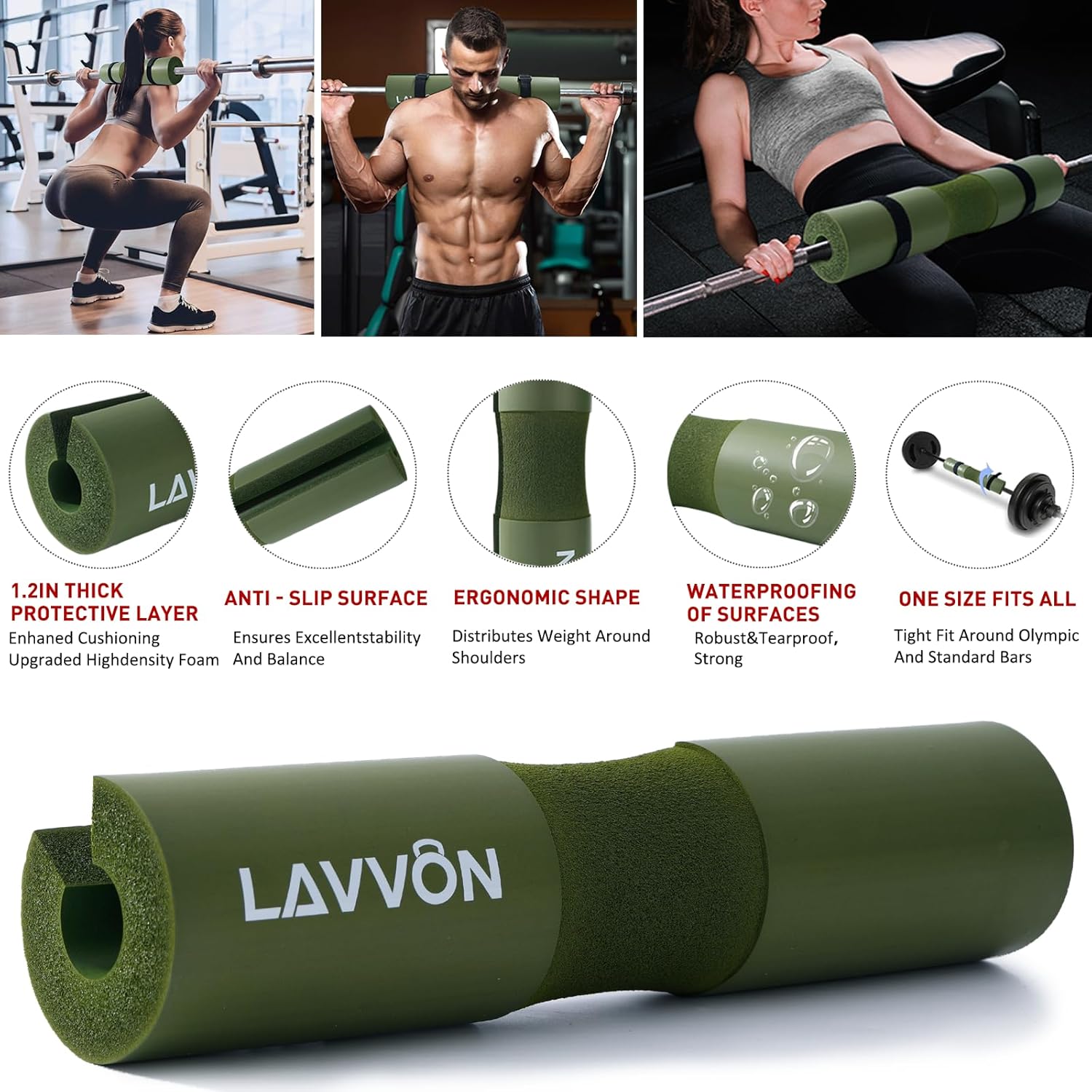 Squat Pad Set - Foam Barbell Pad for Squats & Lunges | Olympic Weight Bar Pad with Ankle & Wrist Straps