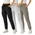 Common Stitch 3 Pack Sweatpants Women, Cargo Womens Sweatpants, Fleece Womens Elastic Cuff Joggers with Pockets (Available in Plus)