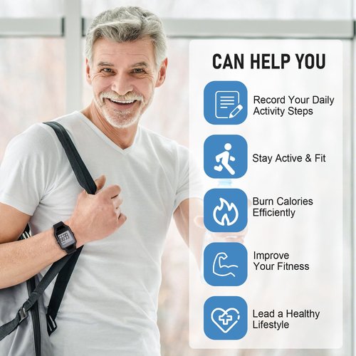3D Pedometer for Walking, Simple Step Counter for Walking with Steps/Time Modes for Men Women Adults Seniors
