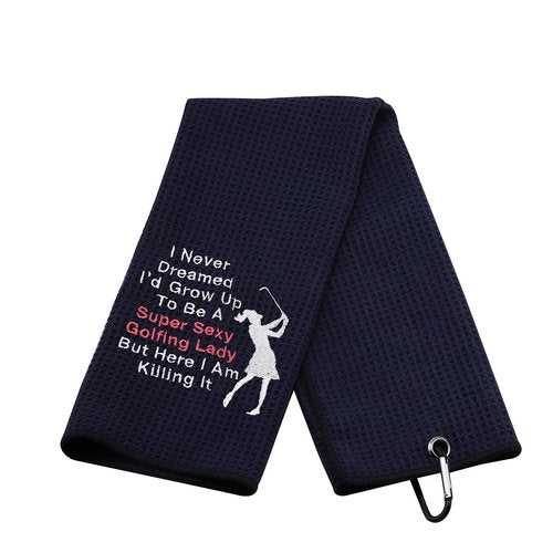 Funny Golf Towels for Women Super Sexy Golfing Lady Embroidered Golf Towels (Sexy Golfing Lady)