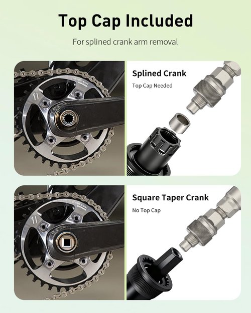 Pawfly Upgraded Bicycle Crank Puller Set, Bike Crank Removal Tool, Bottom Bracket Tool with 20-Tooth Socket, Wrench & Top Cap, Bike Repair Kit for Square Taper Shimano & ISIS Splined Crank Arm
