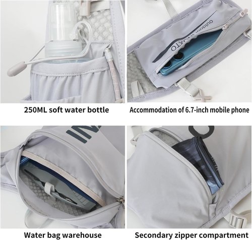 INOXTO Running Hydration Vest Backpack,Lightweight Insulated Pack with 1.5L Water Bladder Bag Daypack for Hiking Trail Running Cycling Race Marathon for Women Men (Gray Dark Blue)