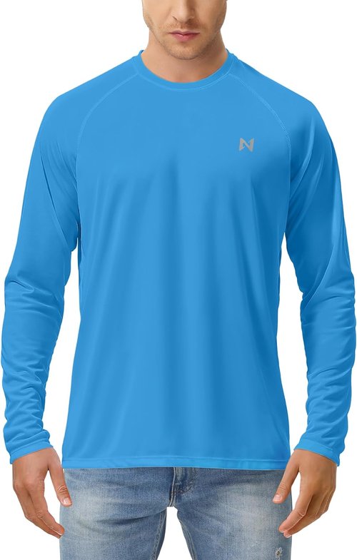 Isnowood Sun Protection Shirts for Men - UPF 50+ Long Sleeve UV Quick Dry Rash Guard | Ideal for Fishing & Hiking
