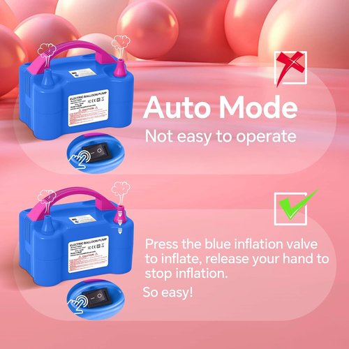 Electric Balloon Pump,110V 600W Portable Dual Nozzles Balloon Pump,Air Pump Balloon Blower for Party Decorations with Tying Tool