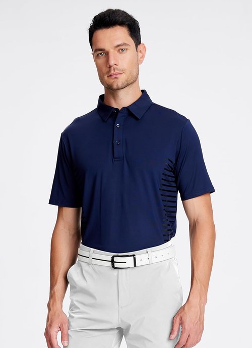 Alex Vando Men's Golf Shirt - Moisture-Wicking Quick-Dry Striped Polo | Comfortable Fit