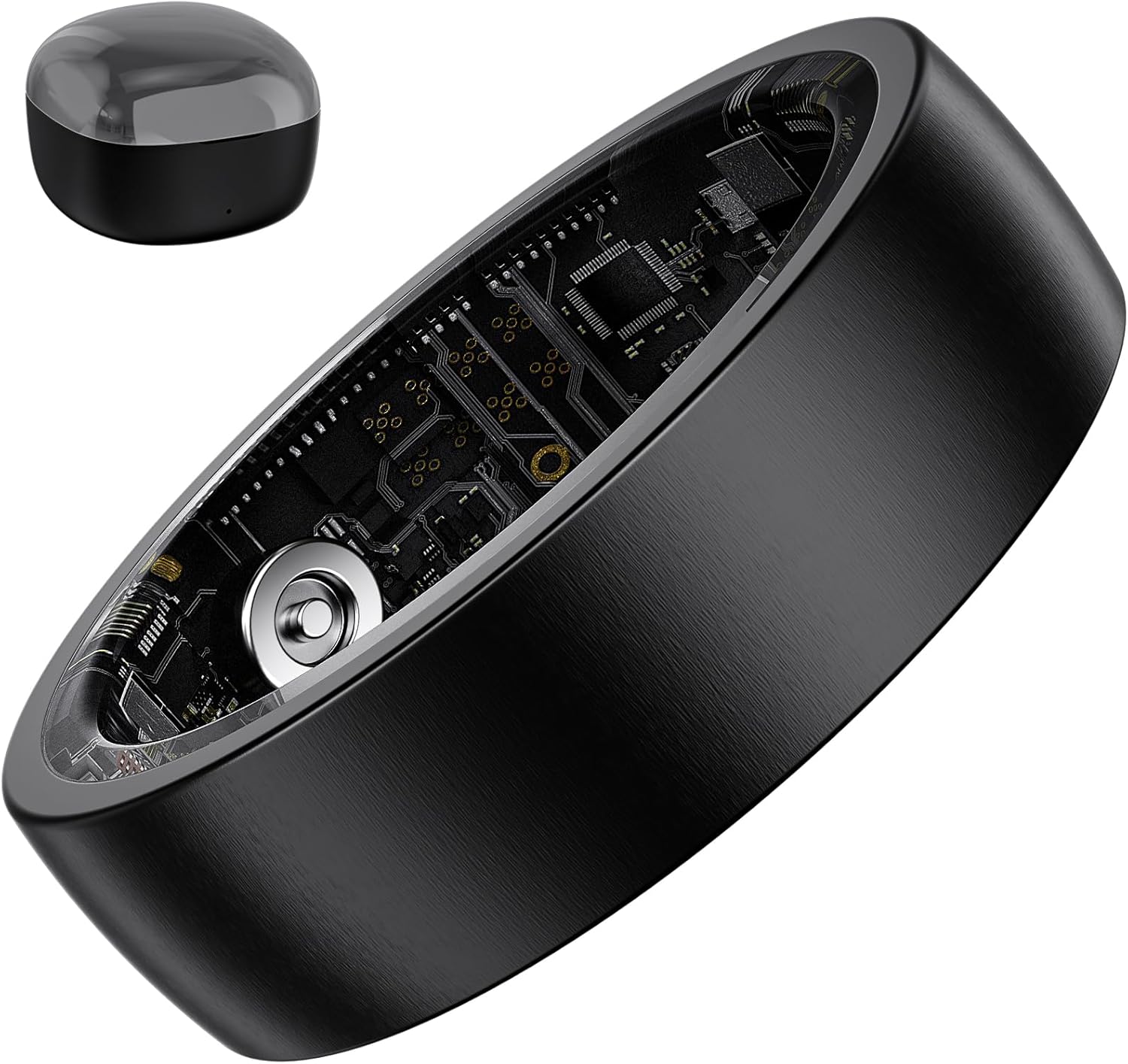 Skiennix Smart Ring - Fitness Tracker with Heart Rate, SpO2 & Sleep Monitoring | IP68 Waterproof (Black, Size 12)