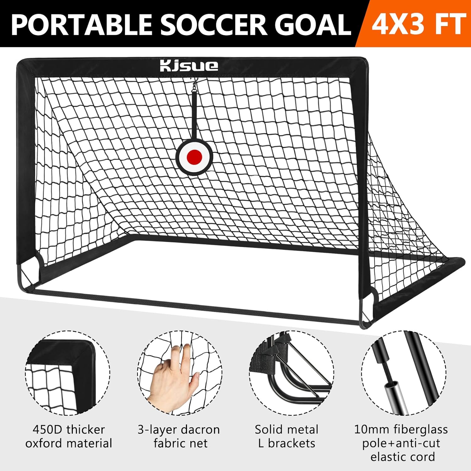 Skiennix Kids Soccer Goals - Set of 2 Pop-Up 4 x 3ft Training Nets for Outdoor & Indoor Play