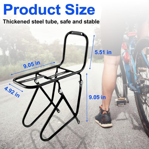 HOMEE Bicycle Front Rack, 15KG Capacity Bike Cargo Rack, Mountain Road Bike Cycling Equipment Stand Foot Stock for Cargo Luggage Picnic Carrier Rack