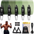 E.Z.D Resistance Bands Set: Exercise Bands with Handles, Door Anchor, Ankle Straps for Heavy Resistance Training, Physical Therapy, Muscle Training, Yoga, and Home Workouts. (Green)
