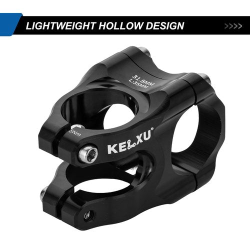 Kelxu Bike Stem 31.8 Lightweight CNC Aluminum Alloy Short MTB Stem 35mm Handlebar Stem for Most Bicycle, Road Bike, Fixed Gear, Downhill Bike, Track Bike, BMX, Cycling(Black)