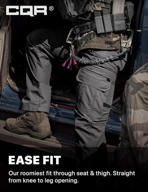 CQR Men's Tactical Pants - Lightweight Water-Resistant Ripstop Cargo for EDC & Hiking
