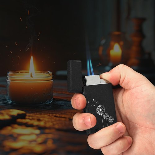 Classic Matte Butane Pocket Lighter, 2 Pack Double Jet Flame Torch Lighter with Visible Window, Windproof Adjustable and Refillable Lighter for Men and Women, Without Gas(Matte Black+Silver Grey)