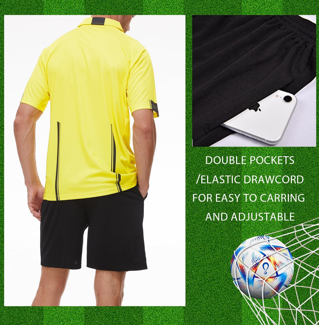 VKT Soccer Referee Kit - Jersey, Shorts, Socks & Whistle - Perfect for Men & Women Halloween Costume
