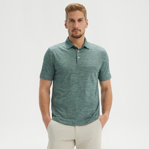 M MAELREG Golf Polo Shirts for Men - Moisture-Wicking, Lightweight Jacquard, 3-Button Design