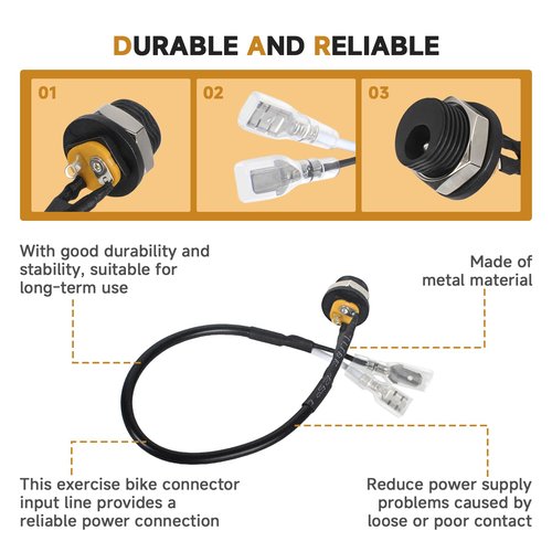 MUGLFPT Power Cord Plug Connector Compatible with Peloton Bike (Not for Bike Plus), Oval DC Jack, 8.85 Inches Long, Exercise Bike Power Plug Connector Replacement