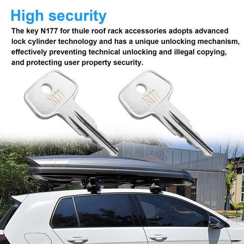 Hugexpen N177 Key Replacement for Thule Rack Core, Key Cylinder for Bike Rack Lock, Roof Cargo Lock, Roof Rack Locks, Cross Bars, Towers, Ski Rack Etc