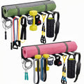 BreezeHug 2 Pcs Gym Wall Mount Storage Rack 8 Hook Heavy Duty Metal Home Gym Organizer for Resistance Band Jump Rope Barbell Accessories Multipurpose Fitness Equipment Storage, Carabiners Include