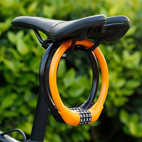 SPROUTER Bike Cable Lock Combo Cable Bicycle Lock, Portable Code Bicycle Lock with 4-Digit Combination Lightweight Bike Cable Lock, Anti-Theft Bike Lock for Kid Bike Moutain Bike,12CM Diameter, Orange
