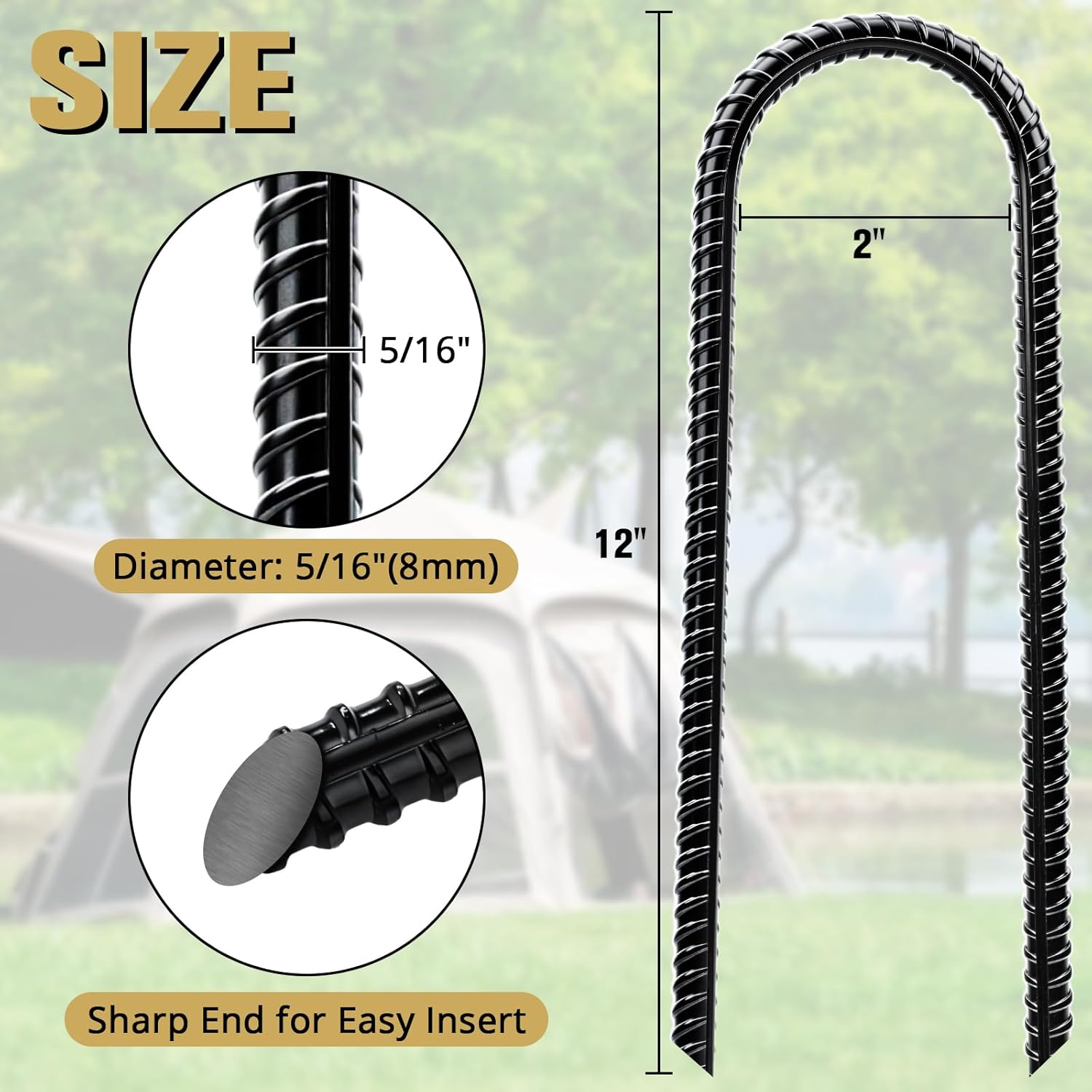 Skiennix Trampoline Stakes - Heavy Duty 12 Inch U-Shaped Ground Anchors | Galvanized Steel for Outdoor Use