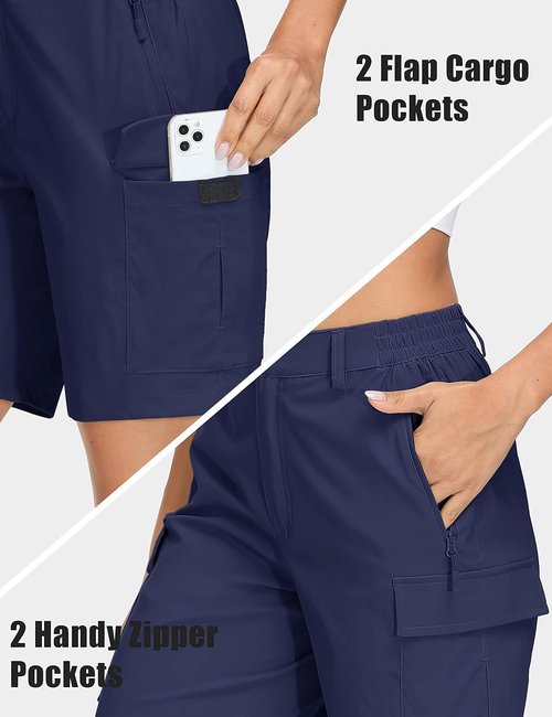 MAGCOMSEN Women's Quick-Dry Hiking Cargo Shorts - Lightweight & Trendy with 5 Pockets