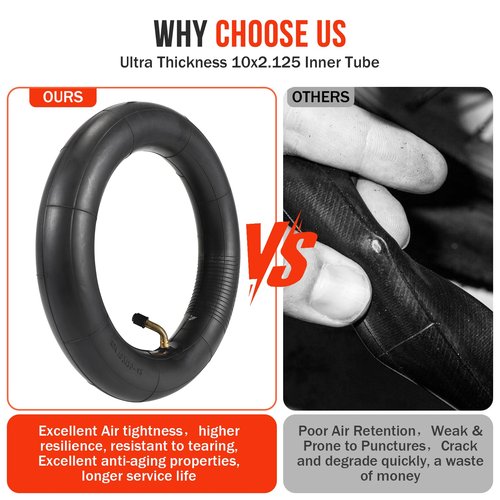 10x2.125 Inner Tubes,2 Pack 10x2 Replacement Inner Tube with 45° Valve for Self-Balancing,Electric Scooter, Kid's Bike, Roadster Tricycle Stroller