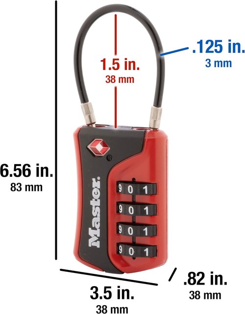 Master Lock 4697D TSA Approved Luggage Lock - Set Your Own Combination, 1 Pack, Assorted Colors