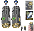 Rechargeable mini LED Flashlight, 9000 lumens Ultra Bright Small Flashlight, with Clip and Magnet, IPX6 Waterproof, 6 Modes, Suitable for Camping, Hiking, and Emergency situations (2-Piece Set)
