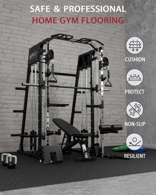 Mikolo Gym Flooring Mats - 12 Pcs High-Density EVA Foam | 48 Sq Ft Interlocking Protective Workout Mat