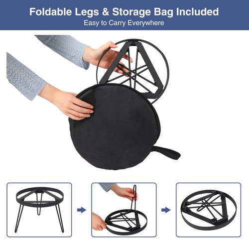 Lineslife Folding Campfire Tripod for Cooking, Portable Camping Tripod Stand for Solo Stove Bonfire Fire Pit, Dutch Oven, Open Fire, Iron Black