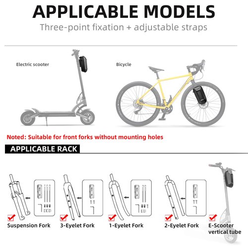 Rhinowalk Scooter Bag Quick Release Handlebar Bag Waterproof Front Storage Bag Bike Frame Bag for Electric Scooter/Bicycle/Motorcycle