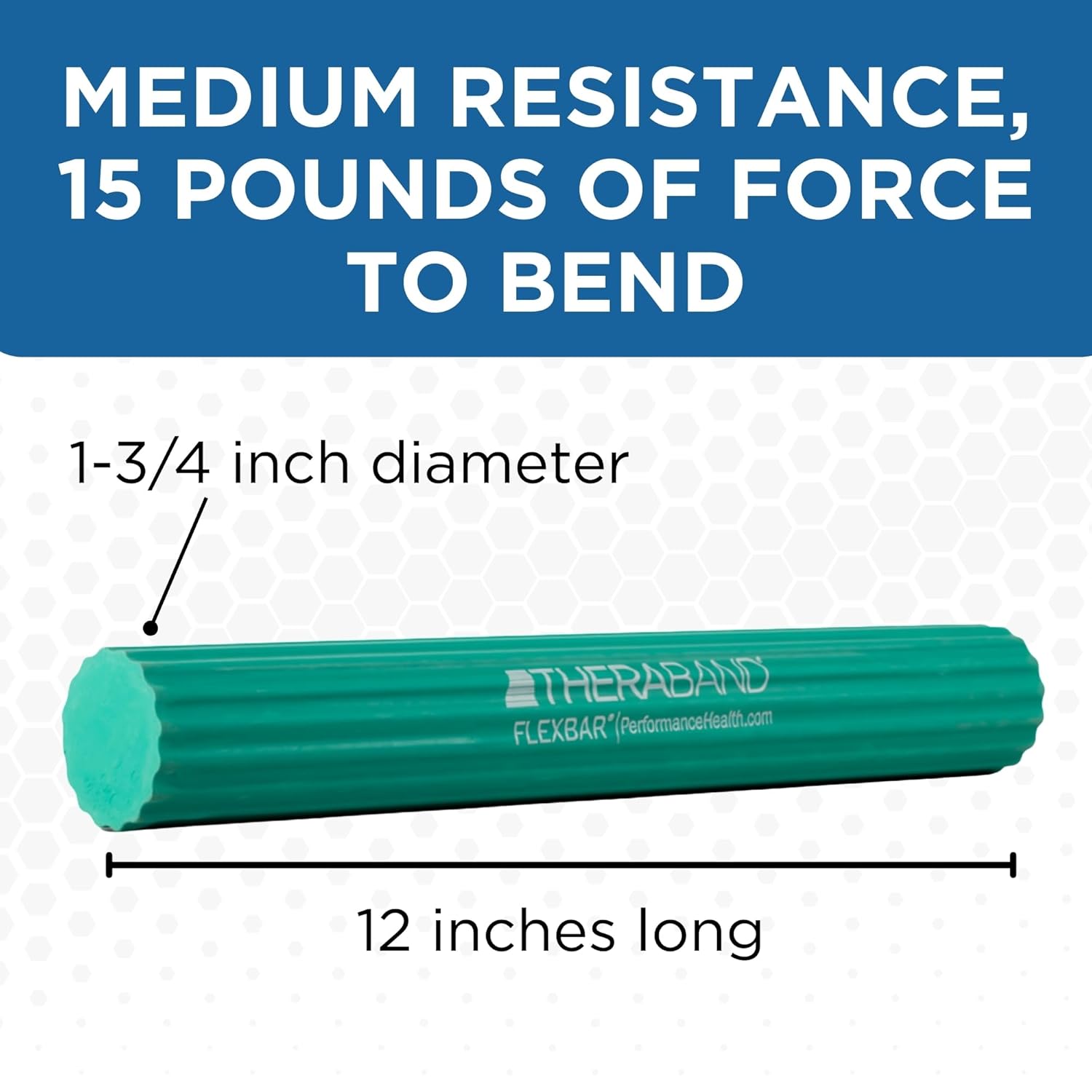 TheraBand FlexBar Resistance Bar - Medium Green Therapy Bar for Wrist & Forearm Exercises