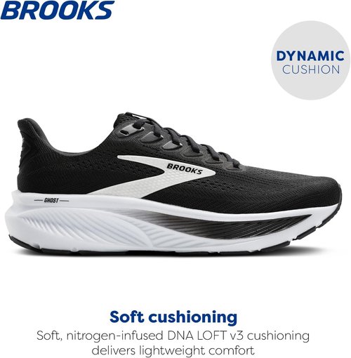 Brooks Men's Ghost 17 Running Shoes - Lightweight Comfort for Neutral Runners | Size 10, Black