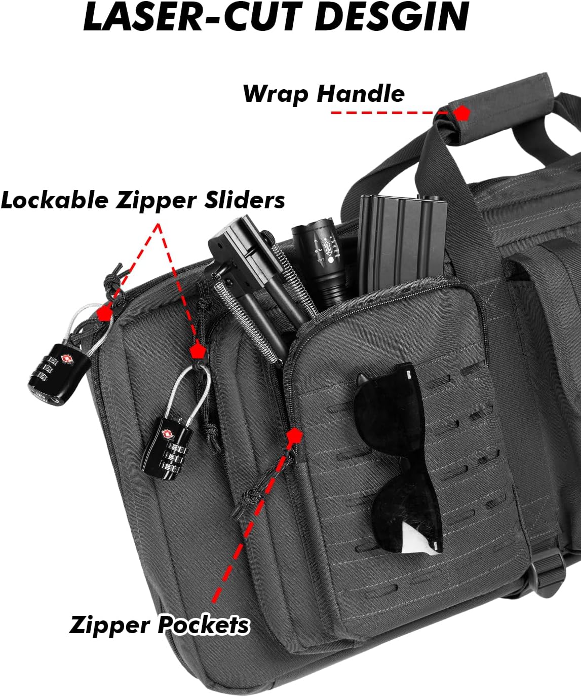 Skiennix 32-Inch Soft Rifle Case - Double Gun Carry Bag with Lockable Zipper & Laser-Cut Design