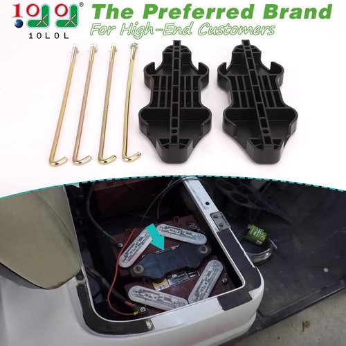 10L0L Golf Cart Battery Hold Down Fitting for Yamaha G29 Drive - Zinc Plated Battery Hold Down Rod 12.5 Inch J-Bolt&Nut and Plastic Plate, OEM#JW2-H2133-00,90201-08310,95702-08500