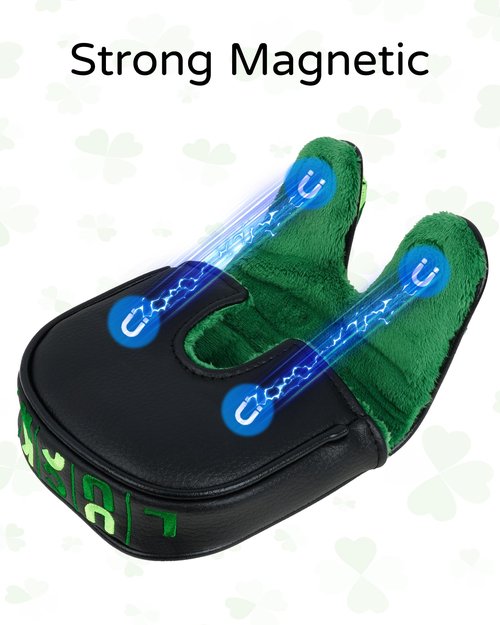 Big Teeth Golf Putter Covers Df3 Mallet Putter Headcover Magnetic Closure, Df3 Putter Cover Headcover Leather Mallet Putter Covers for Df3 Putter (Shamrock)
