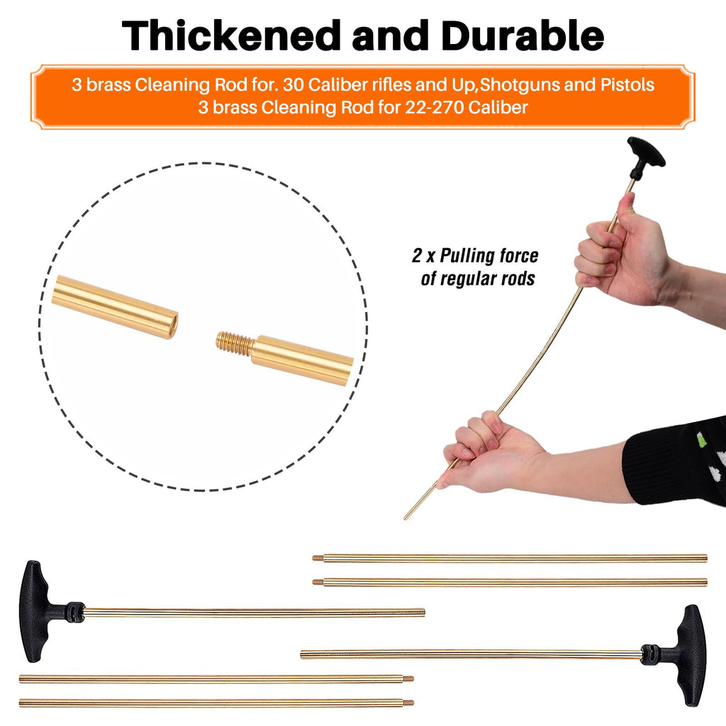 BOOSTEADY Pro Gun Cleaning Kit Universal Gun Cleaning Kit Handgun Shotgun Cleaning Kit for All Guns with High-end Denser Brass Brushes, Mops, Jags, Reinforced Rods