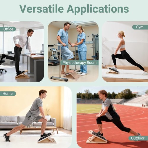 Reoceing Portable Wooden Slant Board for Calf Stretching, Adjustable 5-Angle Incline Board for Ankle, Heel & Foot Exercise, 400lb Capacity, Includes Training Poster