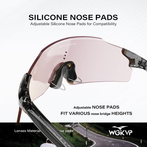 WGKVP Photochromic Sunglasses, UV400 Protection, Sports Glasses For Men and Women Cycling Jogging Travel Goggles (Crystal Grey-Gold)