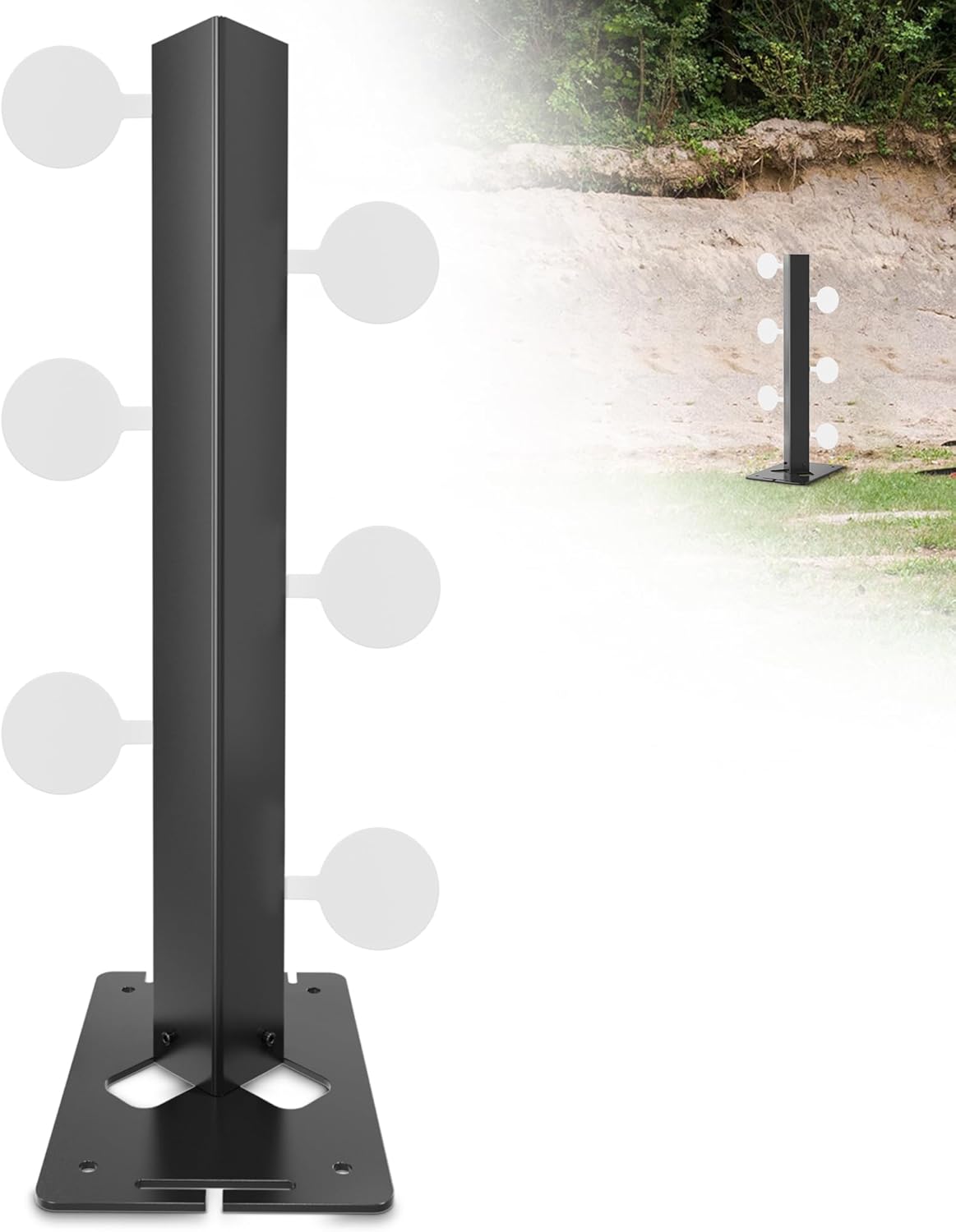 Skiennix Metal Swing Shooting Target Stand - Heavy Duty Alloy Steel with 6 Steel Plates | 180° Rotation