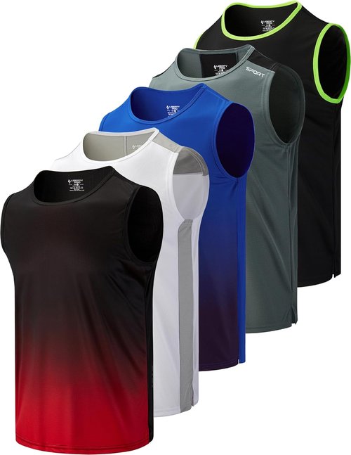Liberty Imports Men's Stretch Cool Dry Muscle Tank Tops - Pack of 5 Athletic Sleeveless Shirts