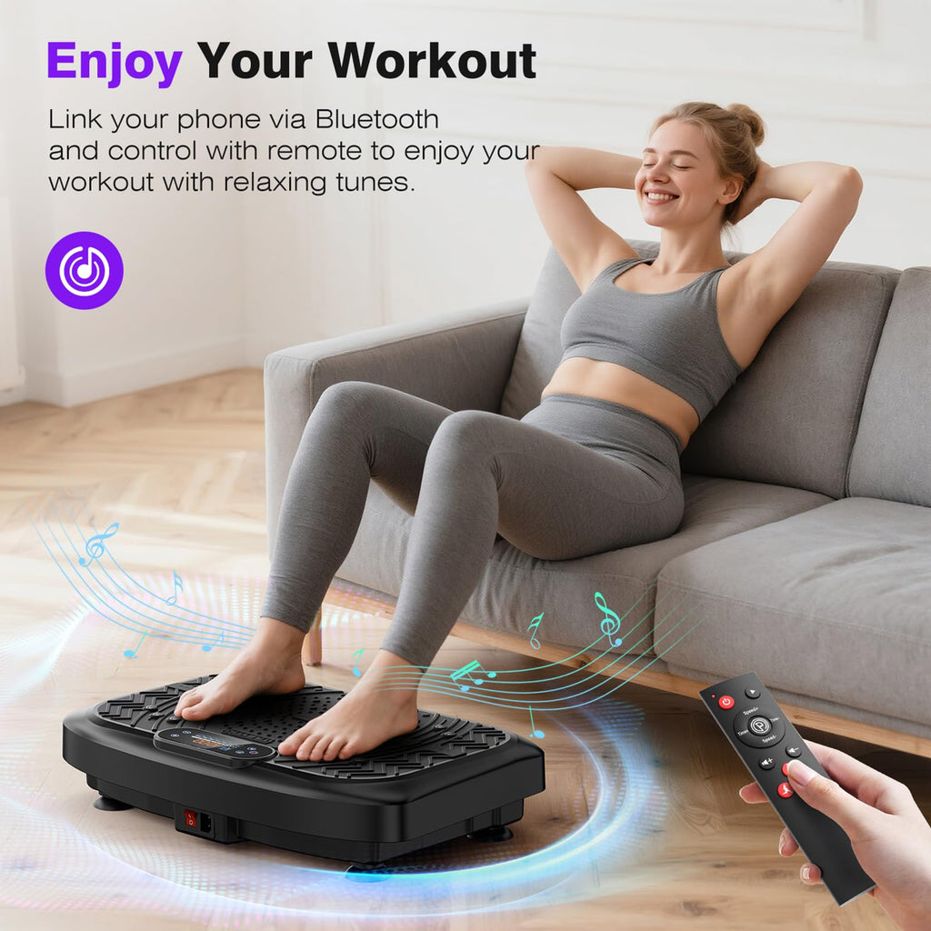 Taevno Vibration Plate Exercise Machine, Compact Vibration Platform for Full Body, Vibrating Plate for Lymphatic Drainage with Resistance Bands(Lacquer Black)