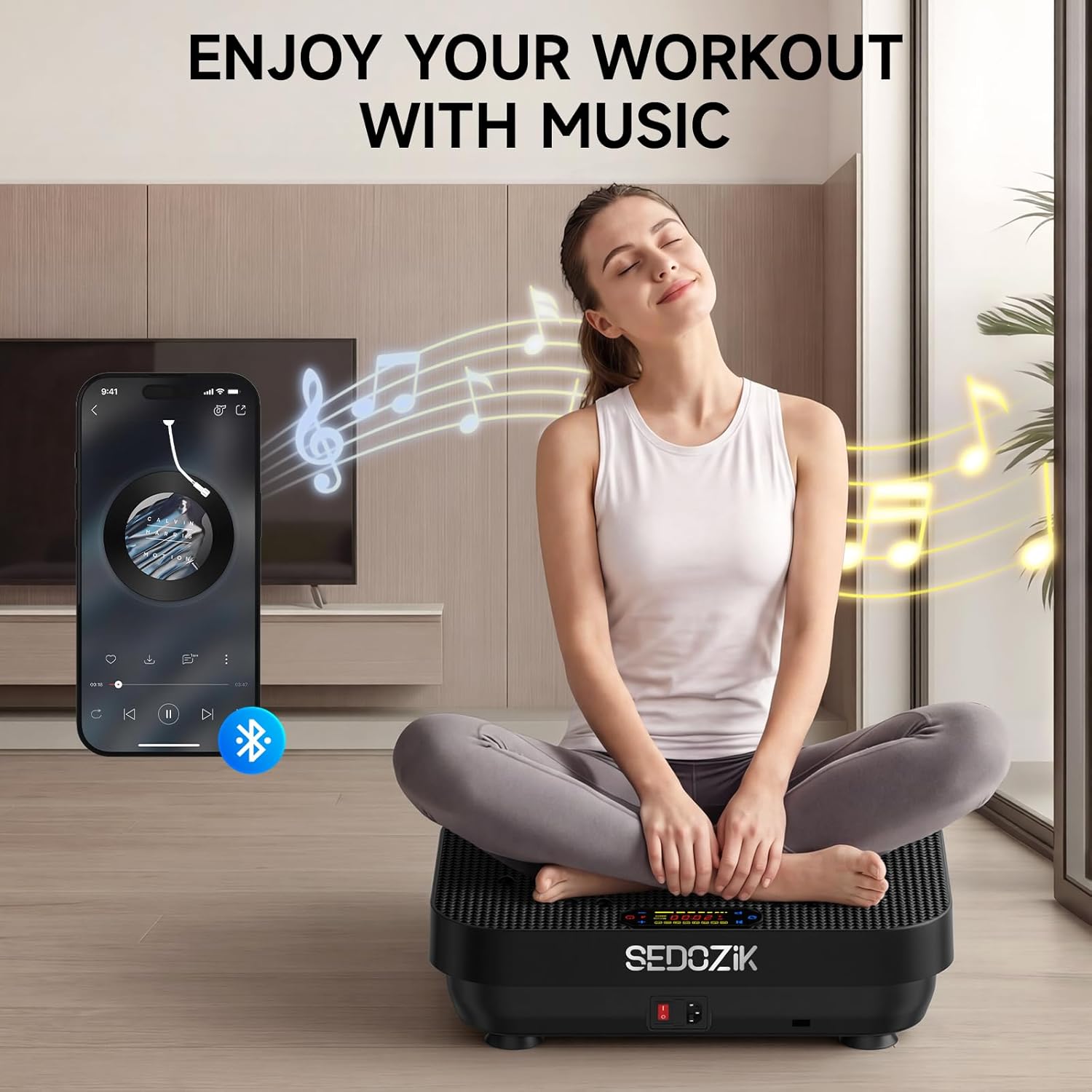 SEDOZIK Vibration Plate - 450lb Capacity Whole Body Shaker for Lymphatic Drainage & Weight Loss | Bluetooth, 120 Speeds
