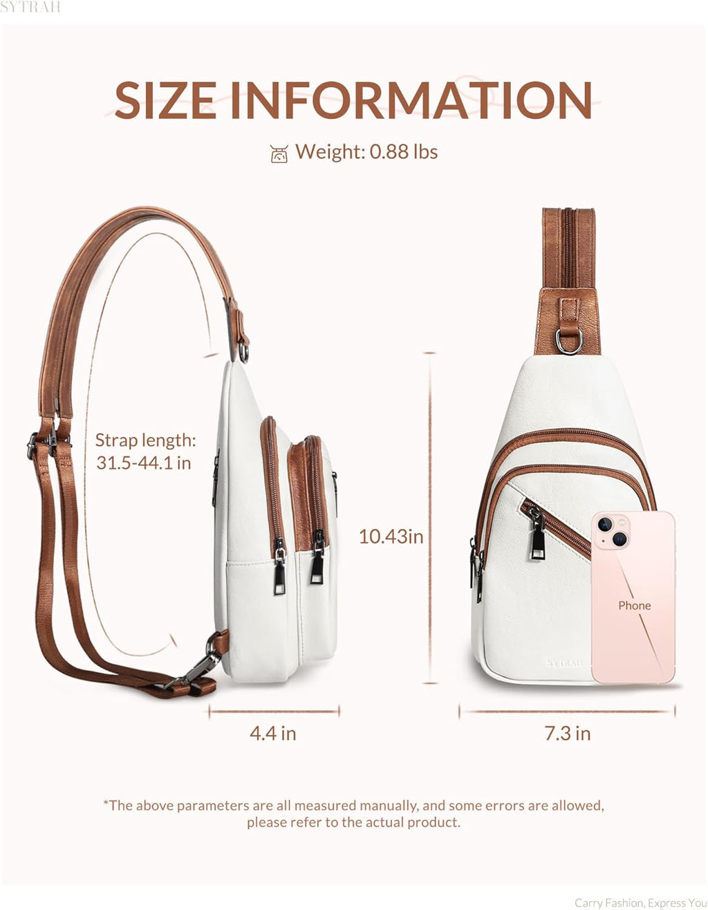 Skiennix Sling Bag for Women - Trendy Vegan Leather Crossbody Backpack | Dual-Purpose Strap, Beige Brown