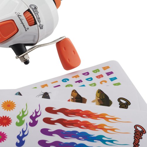 Shakespeare Customize-It 4'6" Spincast Youth Fishing Pole Rod and Reel Combo, 2-Piece Fishing Rod, Size 6 Reel, Fishing Combos for Kids, Includes 170 Stickers White